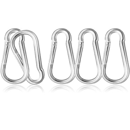 5 Pack 3.9" Heavy Duty Carabiner Clips, M10 Sliver Galvanized Steel Spring Snap by SEUNGCH
