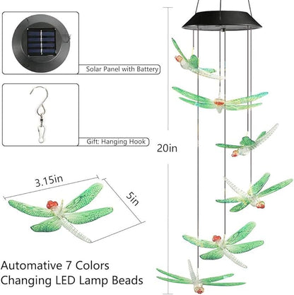 Toodour Solar Wind Chimes Outdoor, Color Changing Solar Lights Dragonfly - Image 6