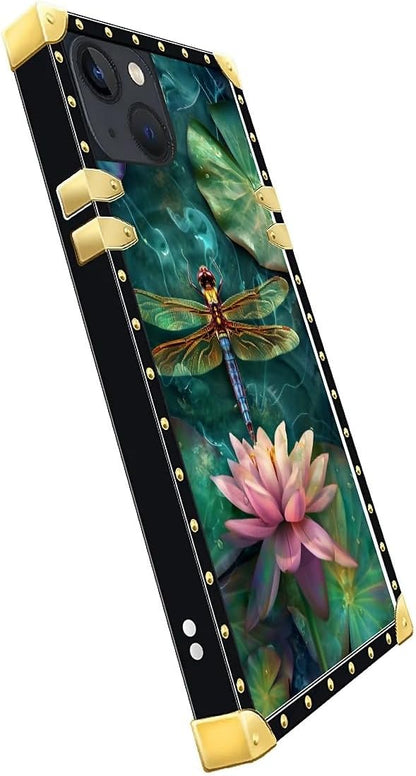 Compatible with iPhone 13 Case, Colourful Dragonfly Pink Lily Pads Luxury - Image 4