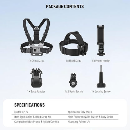 NEEWER Mobile Phone Chest Mount Head Strap Mount, Quick Release POV Vlog - Image 8