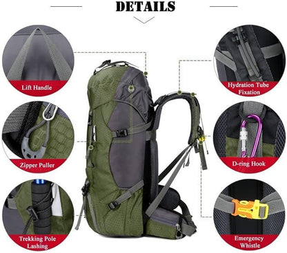 Bseash 60L Waterproof Hiking Camping Backpack - Image 3