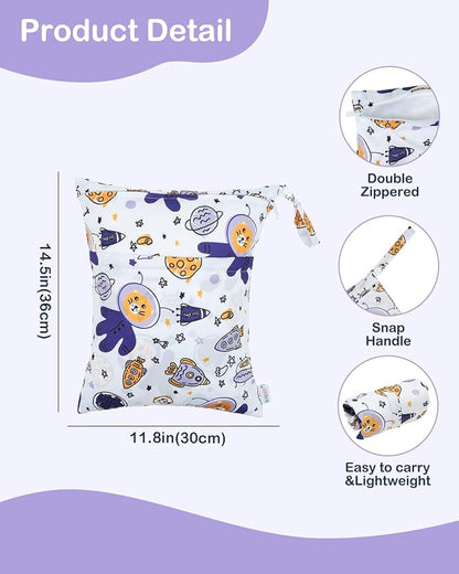 ALVABABY 3 Cloth Diaper Wet Dry Bags Waterproof Reusable - Image 3
