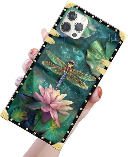 Compatible with iPhone 12 Pro Max Case, Colourful Dragonfly Pink Lily Pads - Image 3