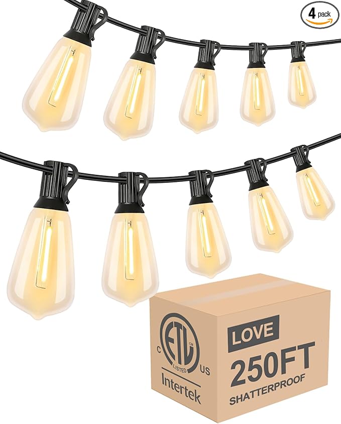 Lightdot 250FT Outdoor String Lights, LED Bistro String Lights by LightdotLighting