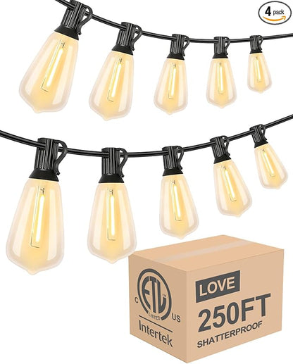 Lightdot 250FT Outdoor String Lights, LED Bistro String Lights by LightdotLighting