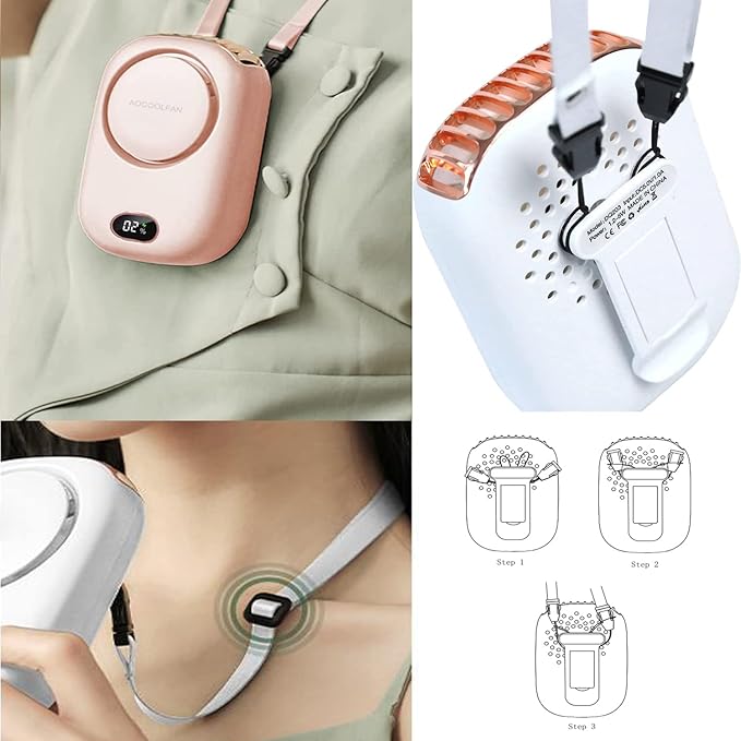 AOCOOLFAN Portable Neck Fan, Mini Small Personal Handheld Fan USB Rechargeable - Image 6