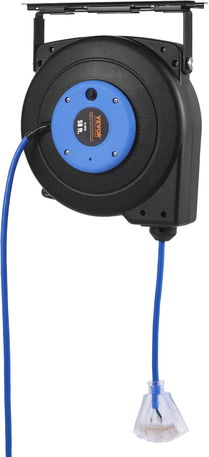 VEVOR Retractable Extension Cord Reel, 50 FT, Heavy Duty 14AWG/3C SJTOW - Image 11