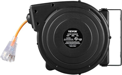 VEVOR Retractable Extension Cord Reel, 45 FT, Heavy Duty 12AWG/3C SJTOW Power - Image 11