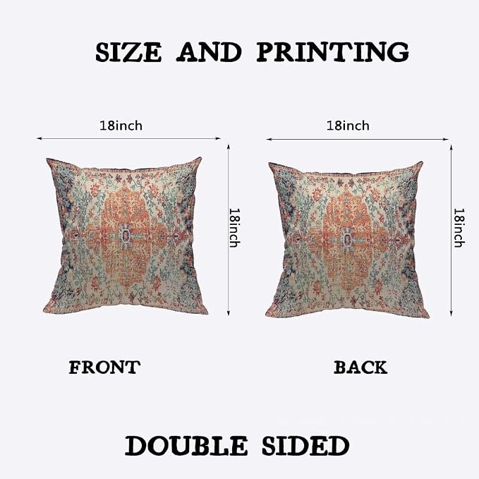TKS MITLAN Carpet Bathmat and Rug Boho Style Pillow Covers 18x18 Inch Ethnic - Image 2