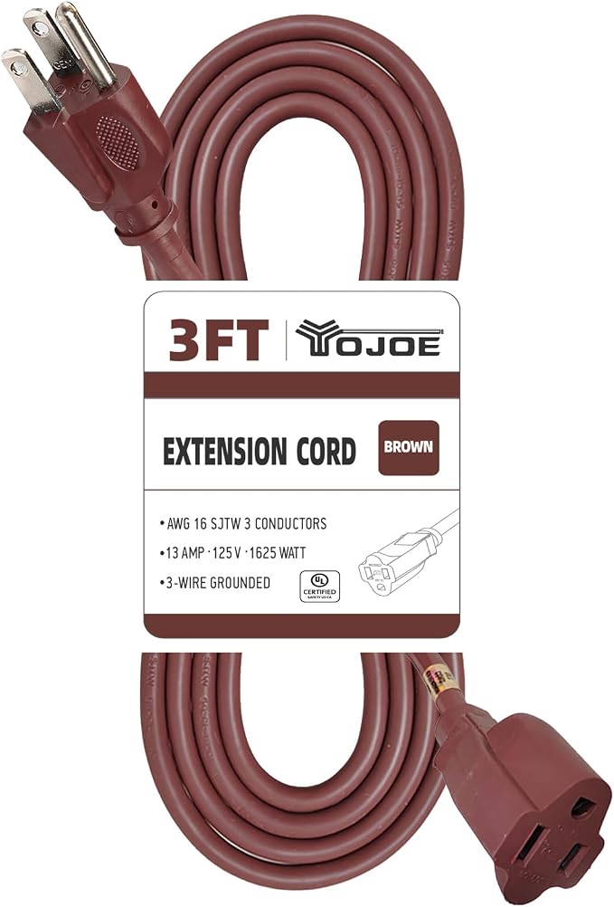 YOJOE Extension Cord, 3 Prong 13A Weatherproof Power Cord, 16 Gauge Heavy Duty by YOJOE