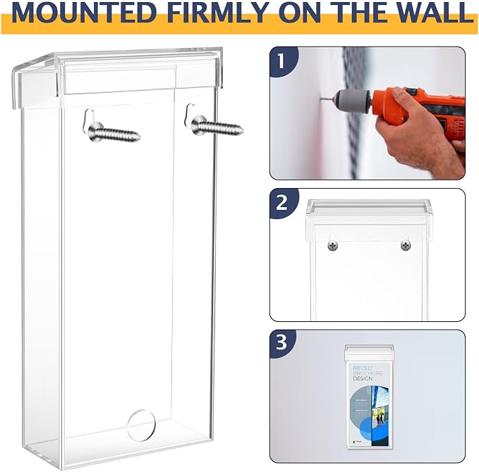 Remerry 1 Pcs Outdoor Brochure Holder 4 x 9 Inch Waterproof Wall Mount - Image 5
