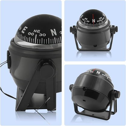 Boat Compass with Magnetic Declination Adjustment, Pivoting Marine Compass - Image 5