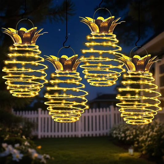JHPGEOE 4 Pack Outdoor Solar Hanging Lantern Lights by JHPGEOE
