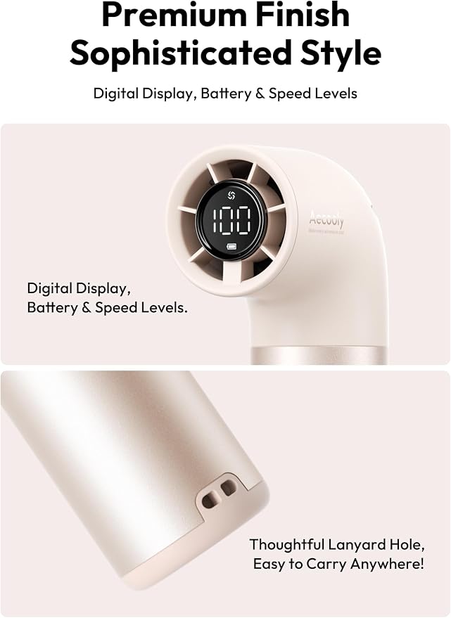 Aecooly Portable Handheld Fan, Powerful Turbo Mini Fan, 19000 RPM High Speed - Image 7