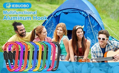 10 Pack Aluminum D Ring Key Rings Hiking Clips Locking Carabiner - Image 9