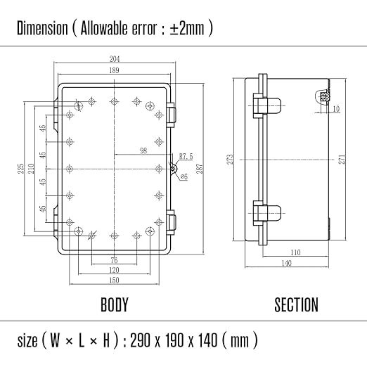 LeMotech Electrical Box, IP67 Waterproof Hinged Cover Stainless Steel Latch - Image 8