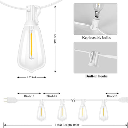 Brightever LED Outdoor String Lights, 100FT Patio Lights - Image 3