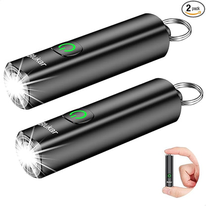 Blukar 2 Pack Rechargeable EDC Flashlight, 360L Mini Keychain Flash Light by Blukar