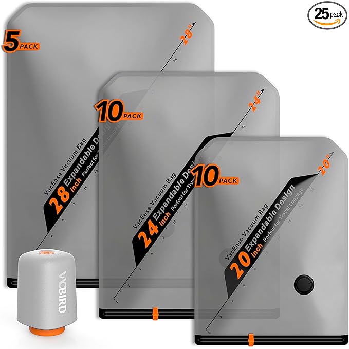 Vacbird Rechargeable Wireless Pump Travel Storage Bags Set by Vacbird