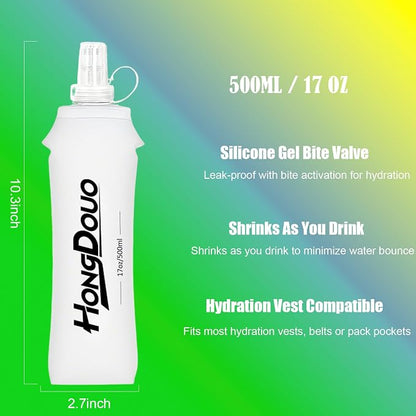 2PCS Running Vest Soft Flask, BPA-Free Soft Flasks 17oz/500ml TPU Collapsible - Image 3
