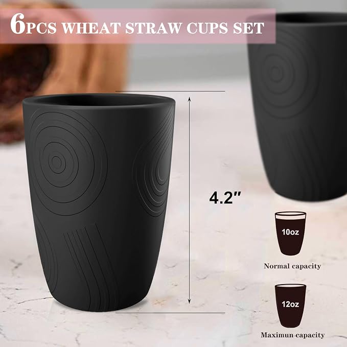 Homienly Wheat Straw Drinkware 12oz Unbreakable Drinking Glasses 6-Piece - Image 2