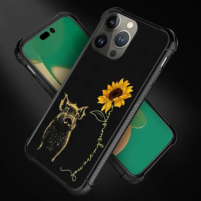 for iPhone 11 Pro Case, Pig Sunflower Yellow Sunshine Pattern Made of Soft - Image 2
