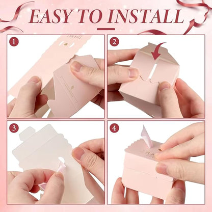 CHolic 50Pcs Party Favor Candy Box, Thank You Pink Gift Candy Box - Image 4