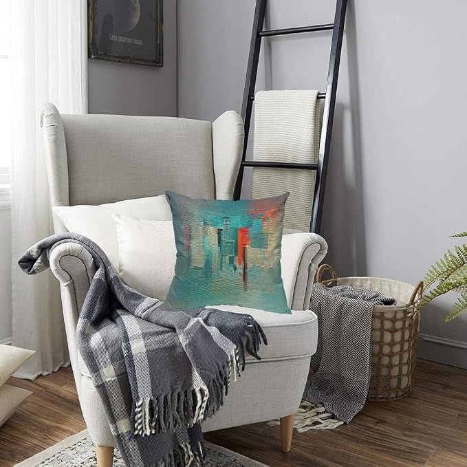 TKS MITLAN Colour Paint Pillow Cover 18x18 inch Modern Art Made - Image 4