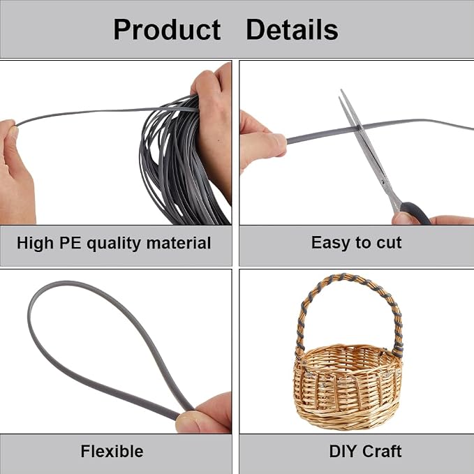 GORGECRAFT 30m*5mm Rattan Weaving Wicker Outdoor Wicker Repair Kit Dark Gray - Image 5