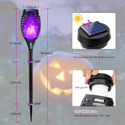 Purple Solar Halloween Lights for Halloween Decorations Outdoor, Solar Torch - Image 4