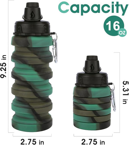 Collapsible Water Bottle for Adults, Reusable Silicone Foldable Water Bottles - Image 2