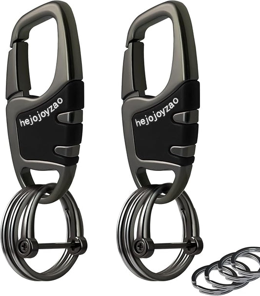 Keychain with Carabiner Clip, 4 Heavy Duty Key Rings and D Ring by Welcomehere%EF%BC%81