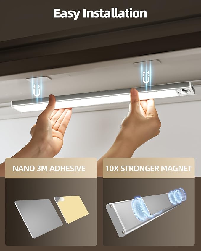 4Pack 16inch Under Cabinet Lighting, Rechargeable Motion Sensor Light Wireless - Image 7