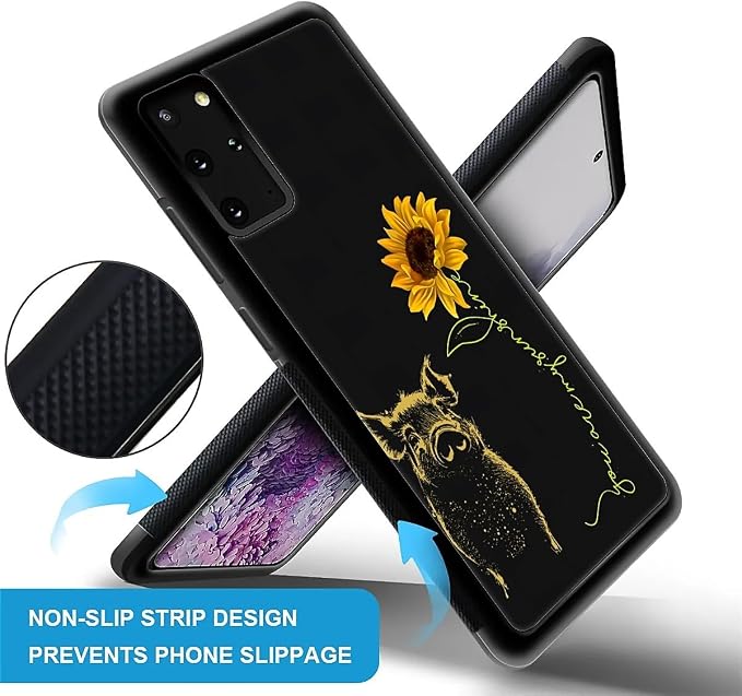 for Samsung Galaxy S20 Plus Case, Pig Sunflower Yellow Sunshine Pattern Graphic - Image 3