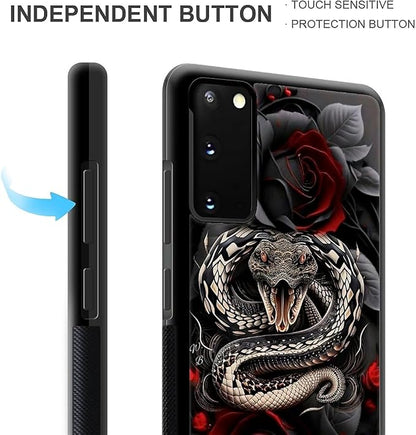 for Samsung Galaxy S20 Case, Entwined Rose Snake Pattern Graphic Design Girl - Image 4