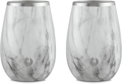 SNOWFOX Premium Vacuum Insulated Stainless Steel Classic White Wine Glass by Snowfox