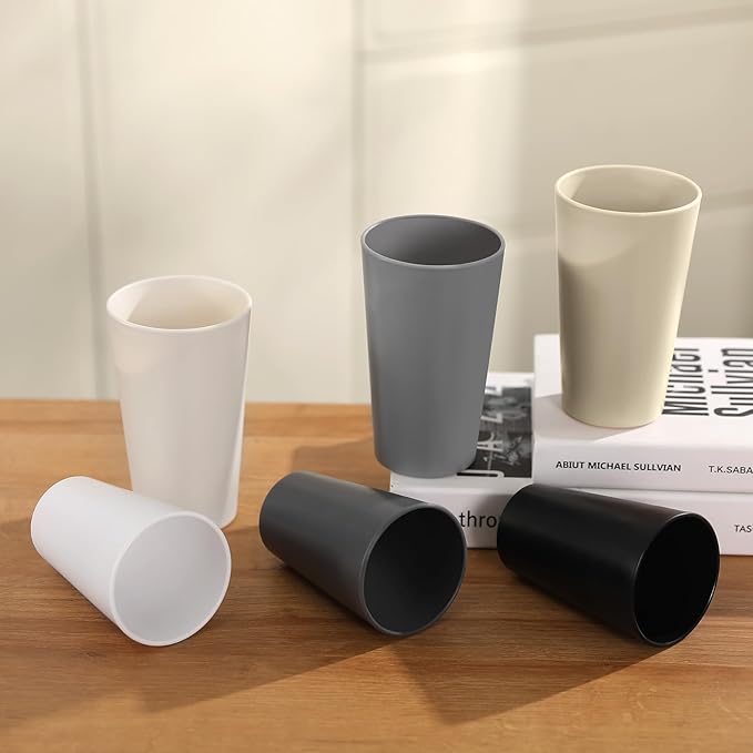 24 Pcs Unbreakable Plastic Cups Set, 14 oz Reusable Plastic Cups, Stackable - Image 5