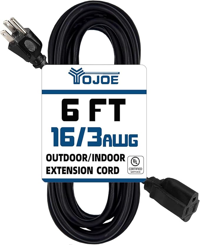 YOJOE Indoor Outdoor Extension Cord, 3 Prong 13A Weatherproof Power Cord by YOJOE
