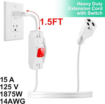 Outdoor Waterproof On/Off Switch Extension Cord, Heavy Duty 125v/250v Black - Image 3