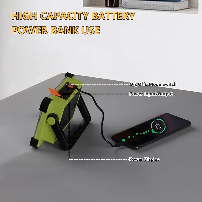 YXQUA 120W Solar Rechargeable Work Light, 144 LED Portable Flood Light - Image 6