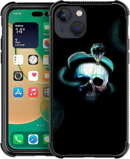 for iPhone 13 Mini Case, Skeleton Winding Snake Pattern Graphic Design Girl Boy by FKBRCL4U