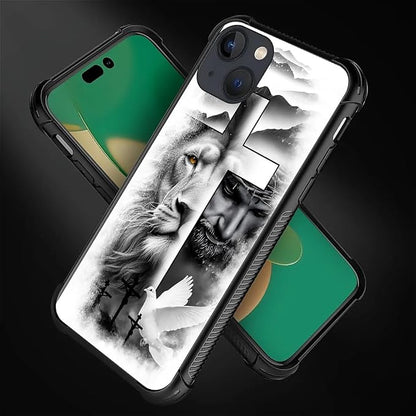 for iPhone 14 Case, Lion Cross Jesus Christ Dove Pattern Graphic Design Girl - Image 4