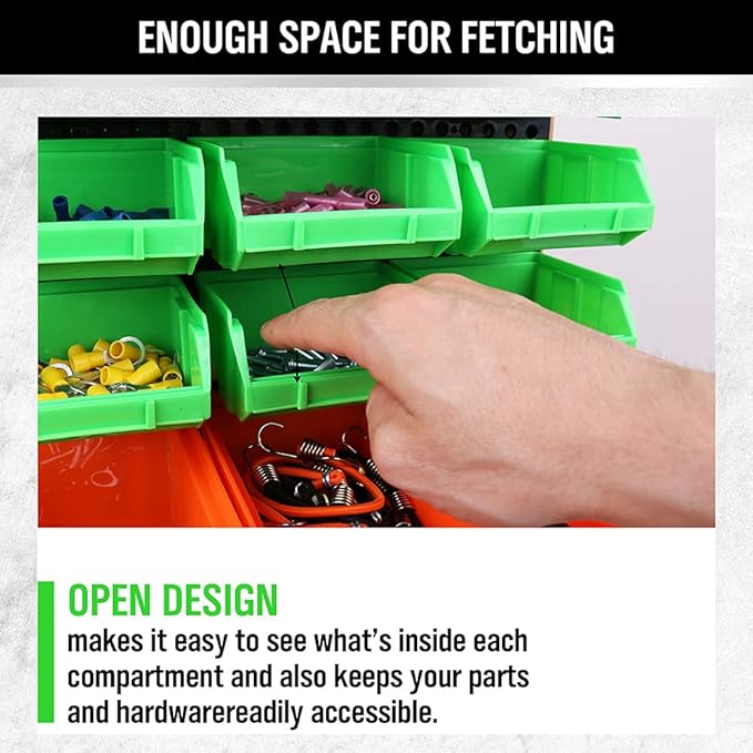 SWANLAKE GARDEN TOOLS 30-Bin Wall-Mounted Storage Bins, Heavy-Duty Garage Tool - Image 6