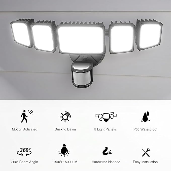 Onforu 150W 15000LM LED Security Lights Motion Sensor Outdoor, Dusk to Dawn - Image 2