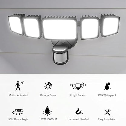 Onforu 150W 15000LM LED Security Lights Motion Sensor Outdoor, Dusk to Dawn - Image 2