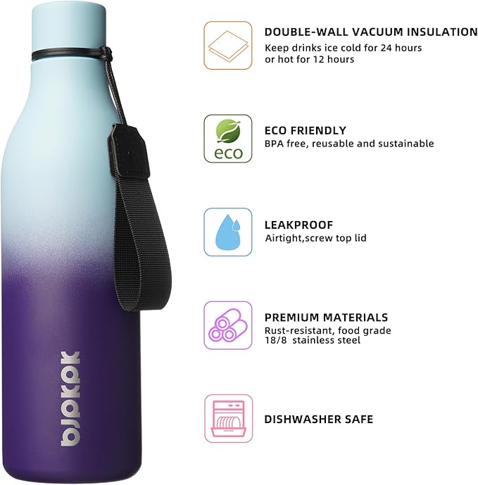 BJPKPK Insulated Water Bottles, 25 oz Stainless Steel Metal Water Bottle - Image 2