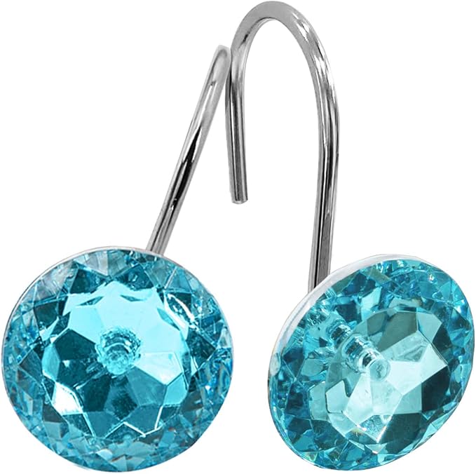 MitoVilla Teal Blue Shower Curtain Hooks Rings, Metal Shower Hooks by MitoVilla