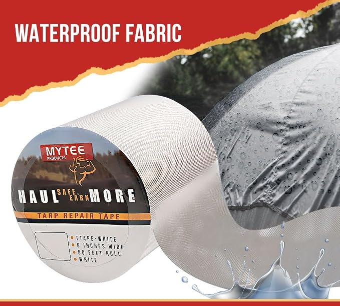 Mytee Products 8.8 oz Waterproof White Vinyl Tarp Repair Tape 6 Inch x 50 FT - Image 3