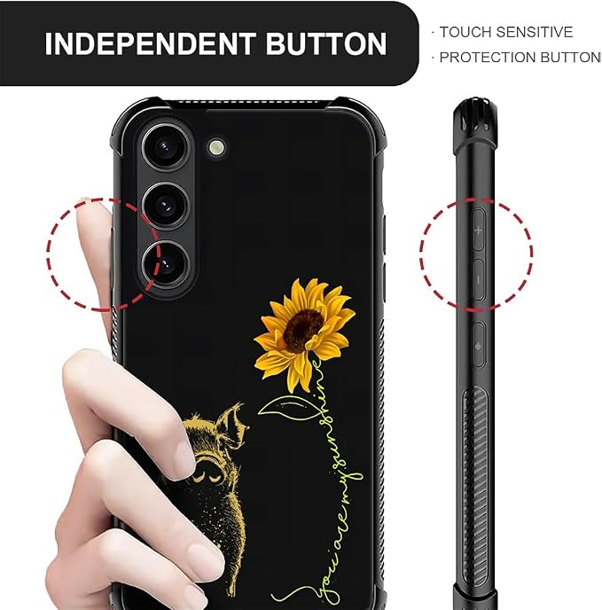 for Samsung Galaxy S23 Plus Case, Pig Sunflower Yellow Sunshine Pattern Graphic - Image 6