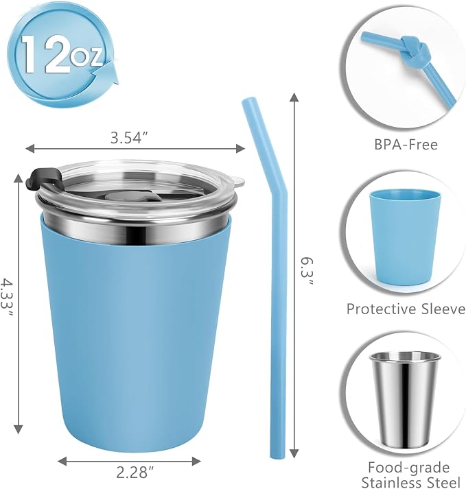 Kids Cups with Straws and Lids Leak Proof, 12oz Sippy Cups - Image 2